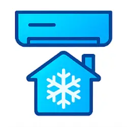 Standard central AC installation with duct and thermostat